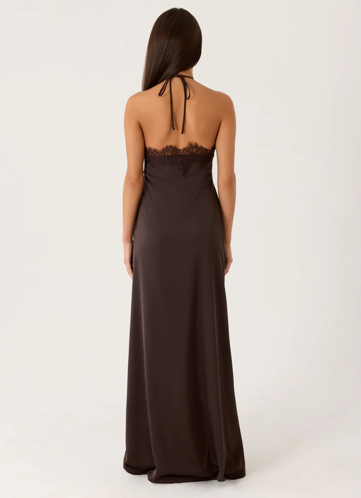 Samaria Halter Maxi Dress - Chocolate