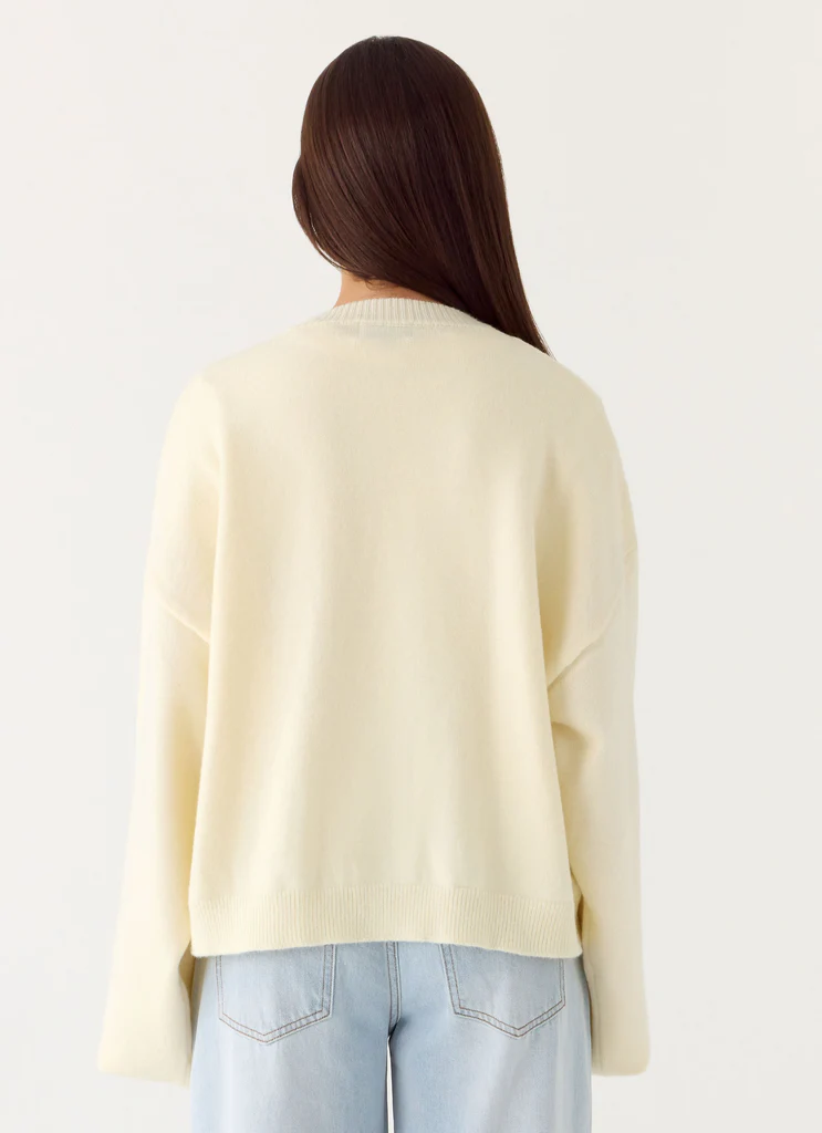 Annie One Button Cardigan - Ivory Cream