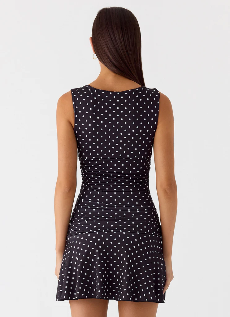 Kelda Mini Dress - Black Polkadot