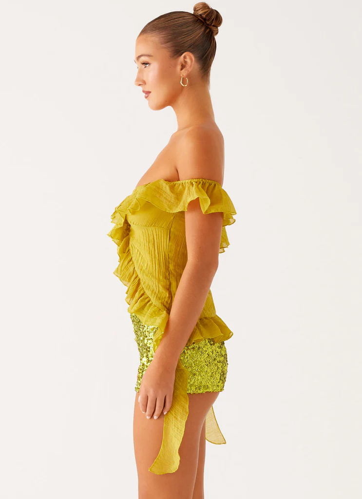 Dylan Off Shoulder Top - Lime