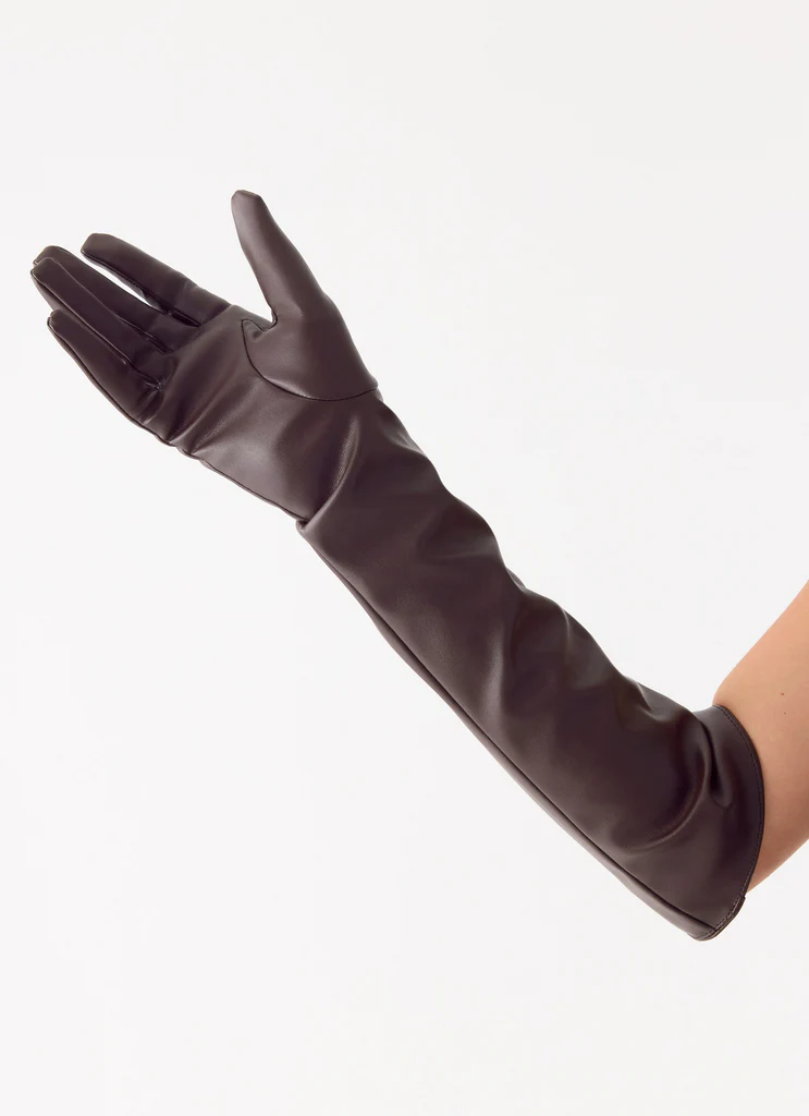 Attalina Faux Leather Gloves - Chocolate
