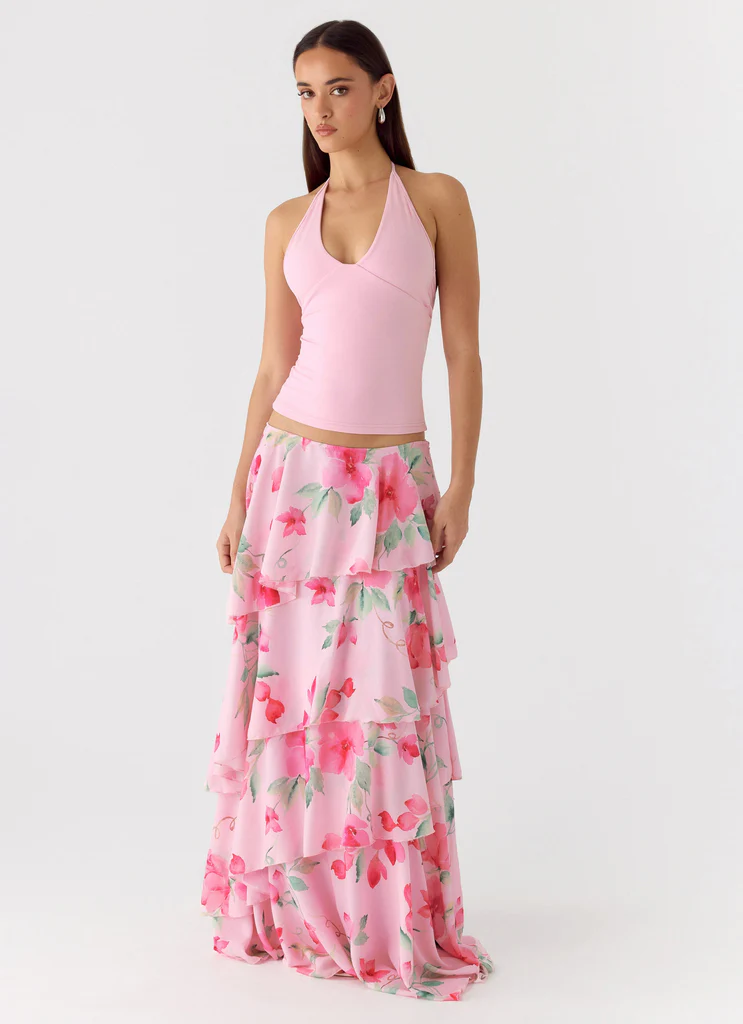 Roll Out Halter Top - Petal Pink