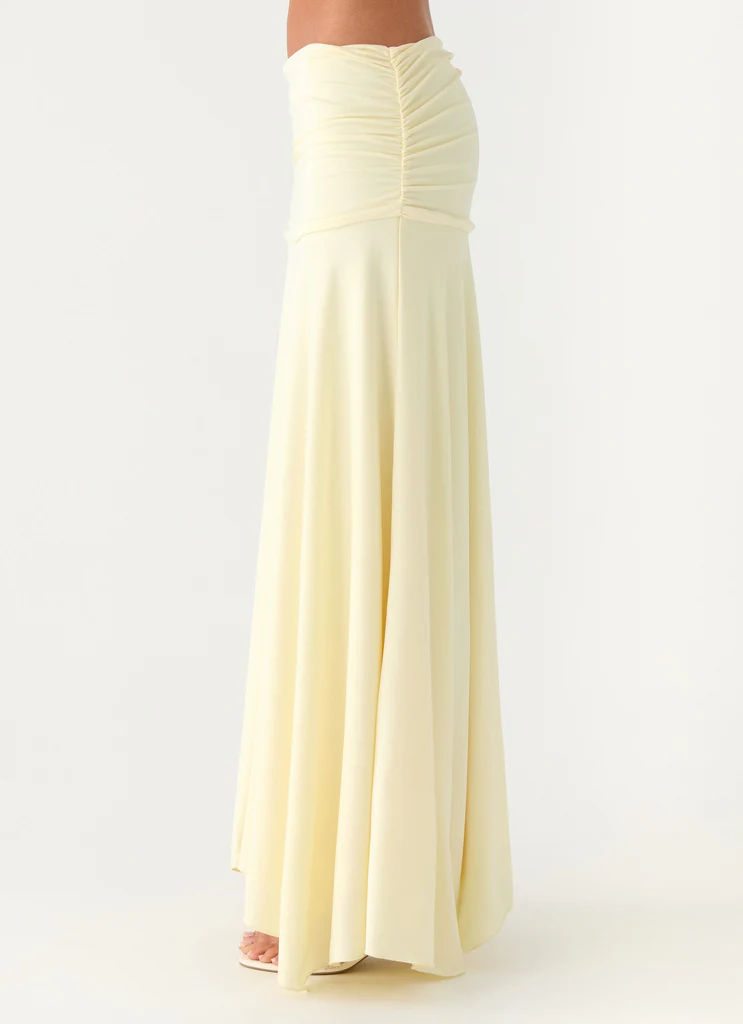 Liana Ruched Maxi Skirt - Yellow