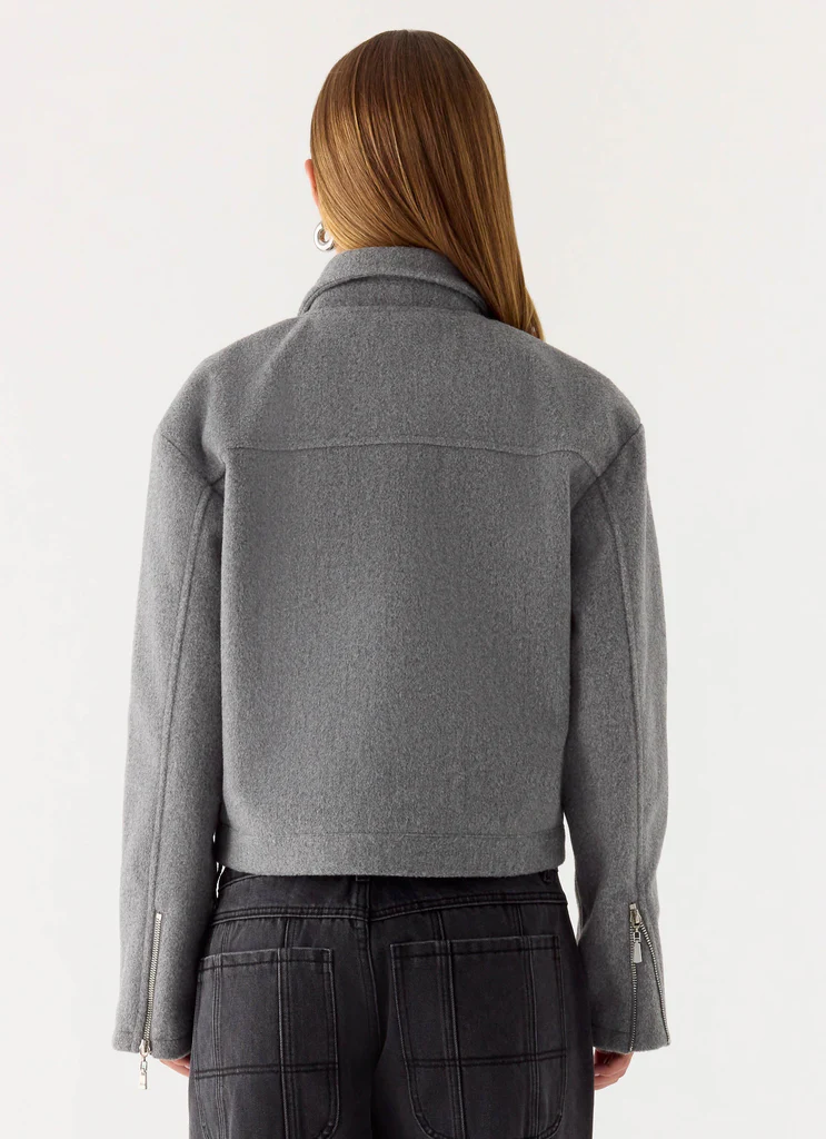 Enzo Faux Wool Jacket - Grey