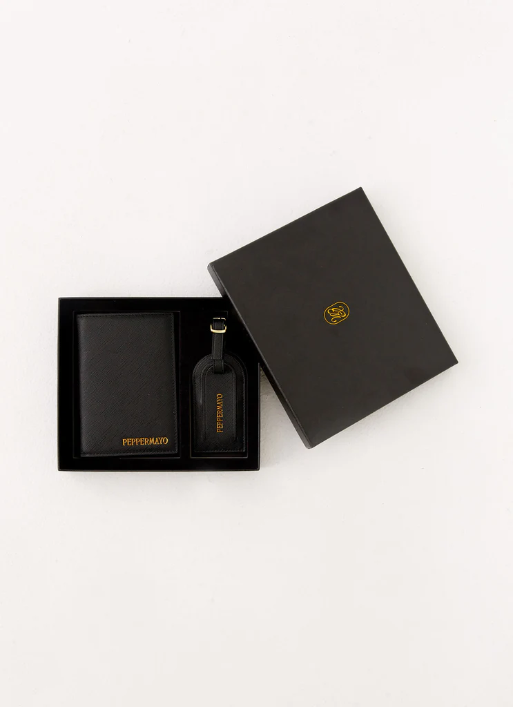 Passport Holder & Luggage Tag Set - Black
