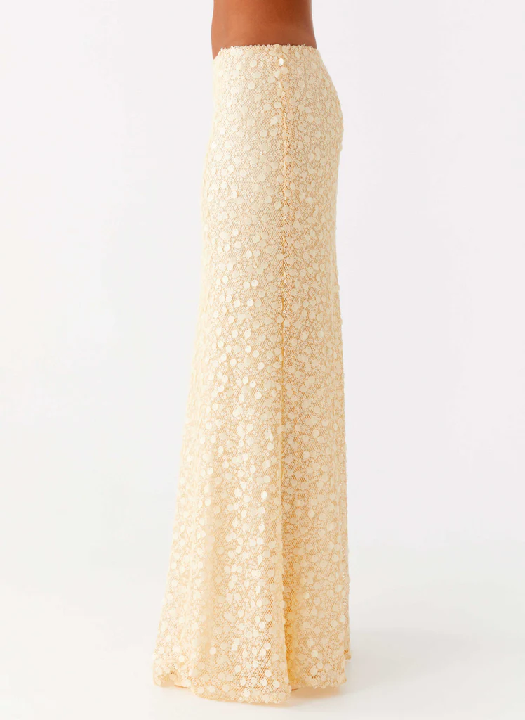 Honestly Sequin Maxi Skirt - Yellow