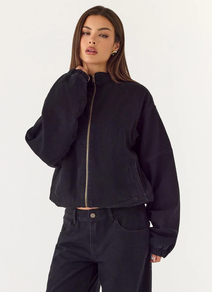 Waylon Denim Bomber Jacket - Black