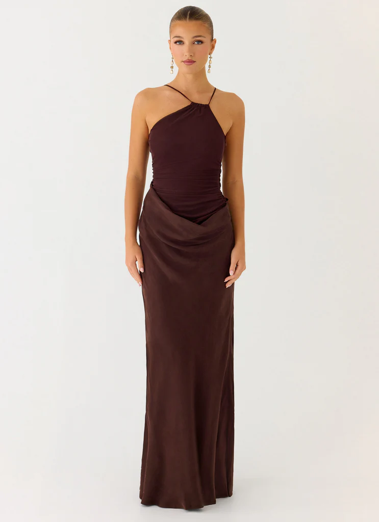 Pristin Cupro Maxi Dress - Cool Chocolate