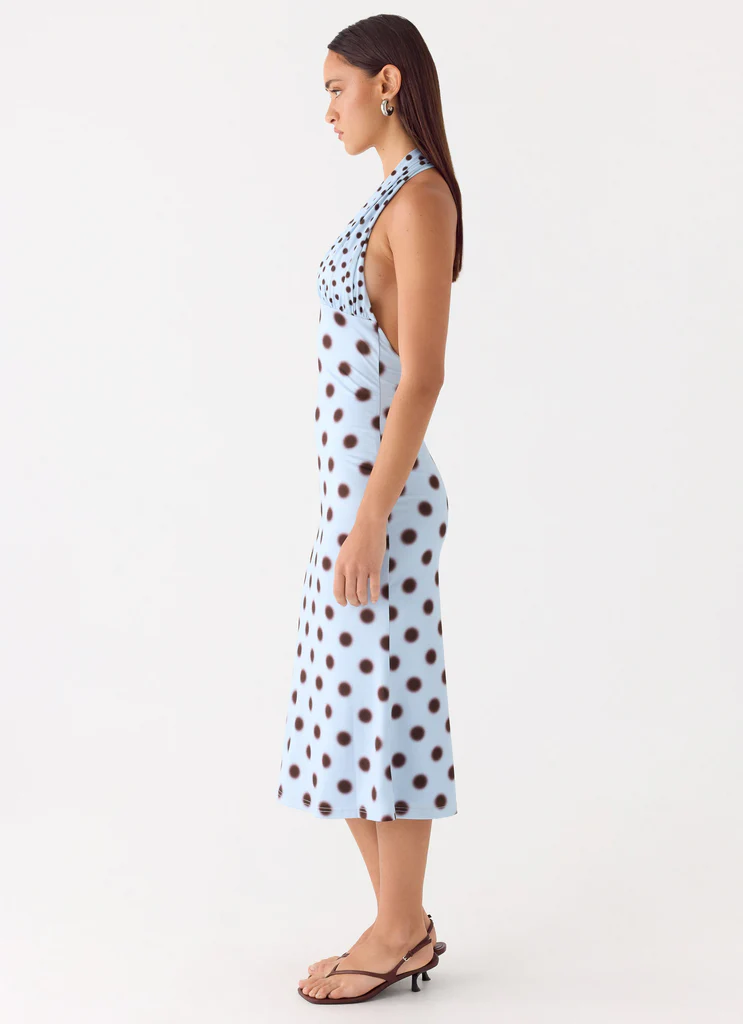 Awuku Midi Dress - Blue Mocha Dot