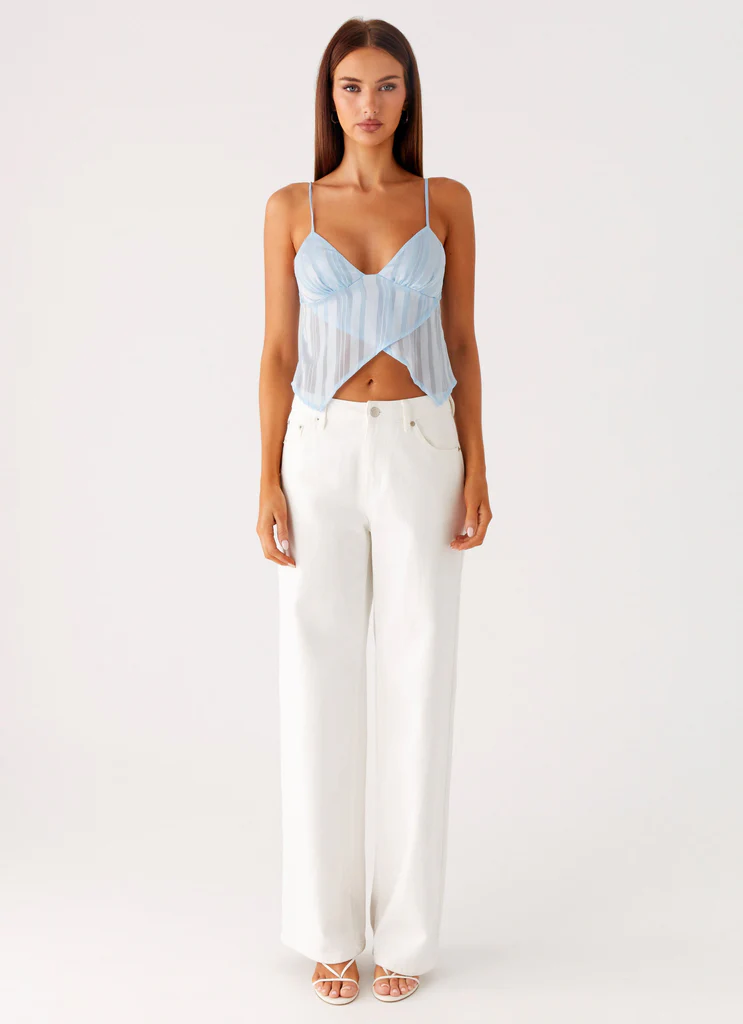Glynne Frill Top - Baby Blue