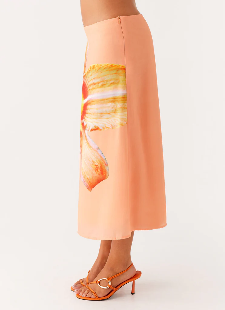 Summertime Midi Skirt - Orange Floral