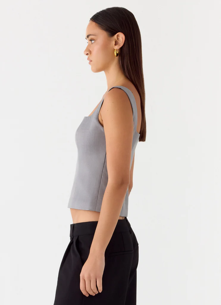False Start Top - Smoke Grey
