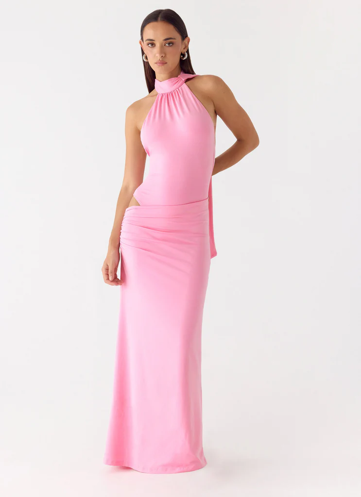On My Way Bodysuit Maxi Dress - Pink