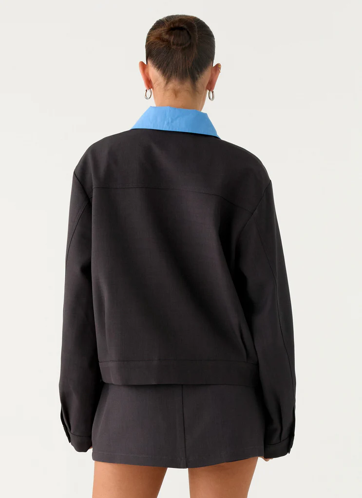 Harlee Poplin Suiting Jacket - Charcoal