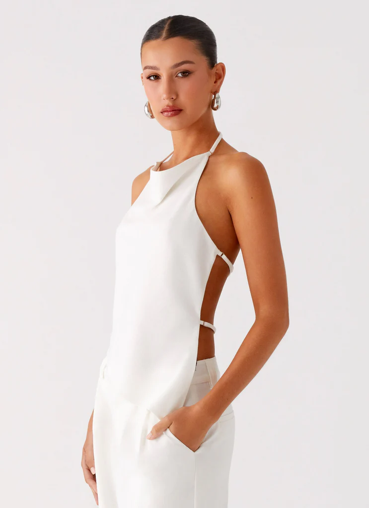 Delong Backless Linen Top - White