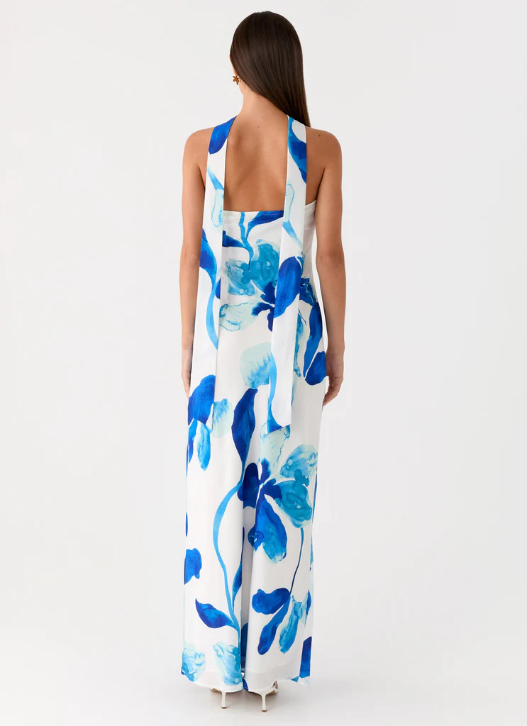 Ashelle Chiffon Maxi Dress - Cerulean Bloom