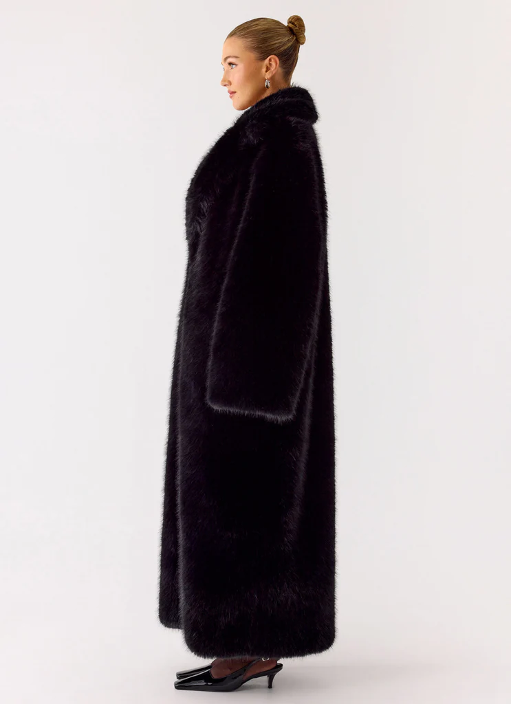 Kamil Faux Fur Maxi Coat - Black