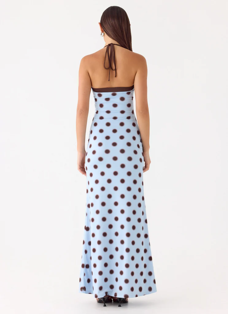 Alessandro Halter Maxi Dress - Blue Mocha Dot