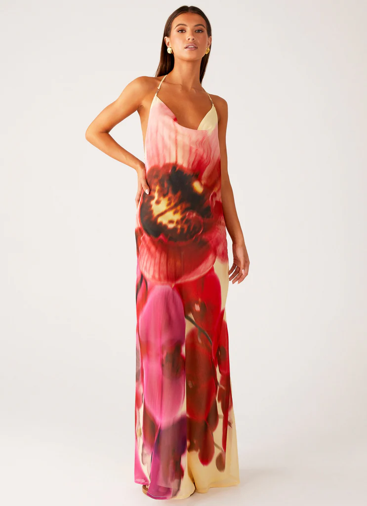 Morning Crush Cowl Maxi Dress - Yellow Bloom