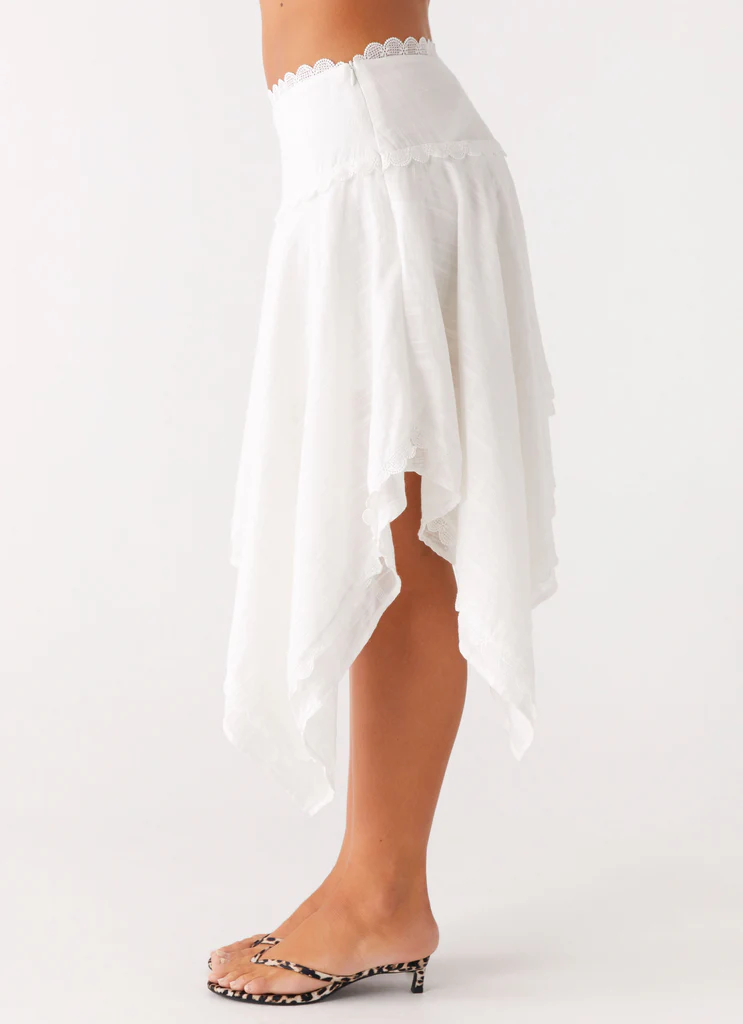 Clearwater Mist Midi Skirt - White