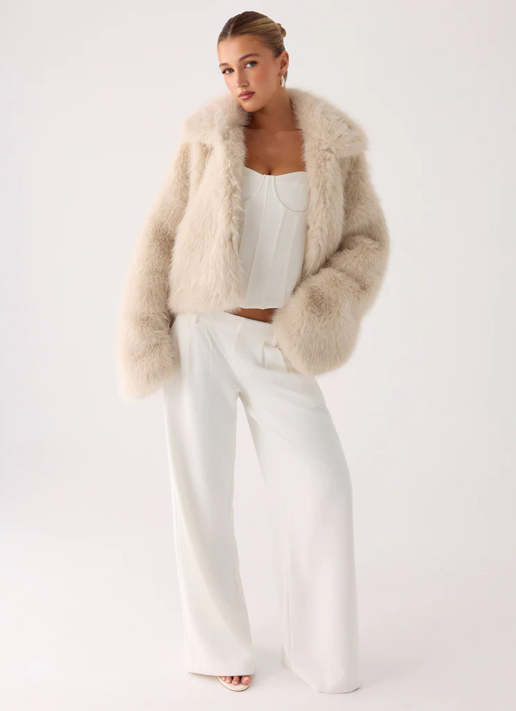 Moonscapes Faux Fur Jacket - Ivory