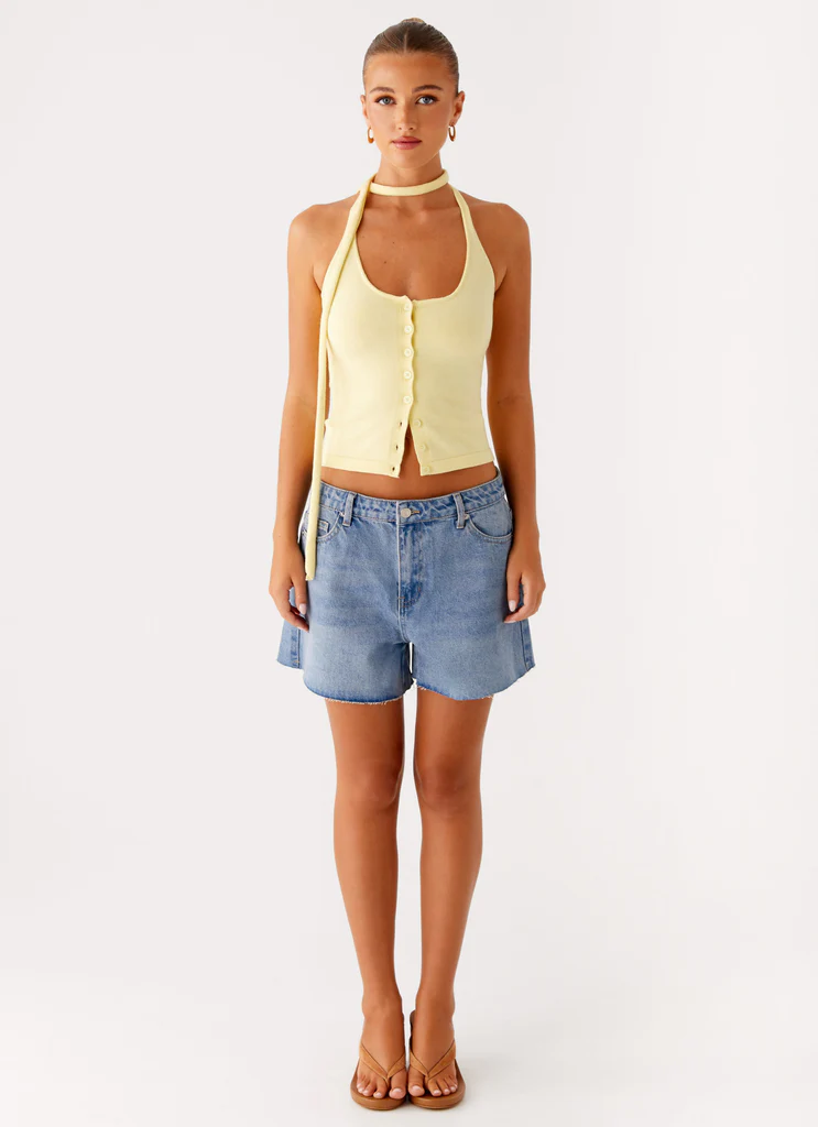 Madden Knit Scarf Top - Yellow