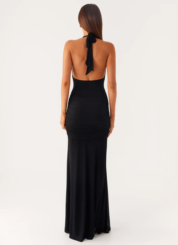 Miyah Halter Hardware Maxi Dress - Black