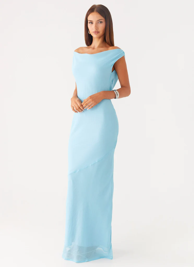 Brittany Chiffon Maxi Dress - Turquoise
