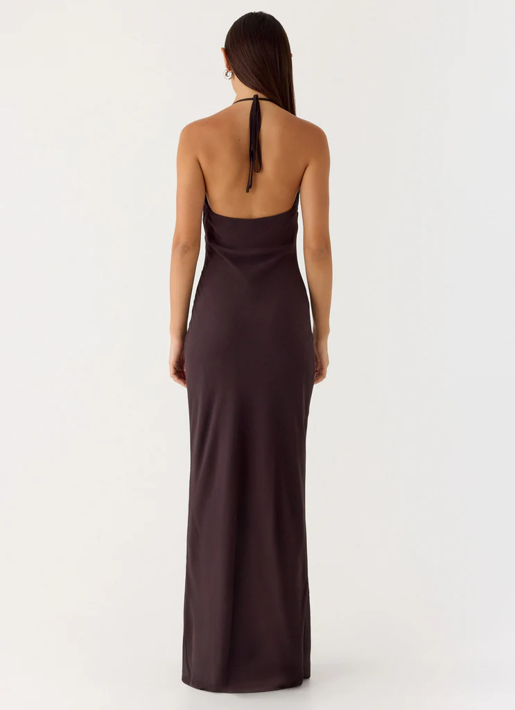 Indya Halter Maxi Dress - Chocolate