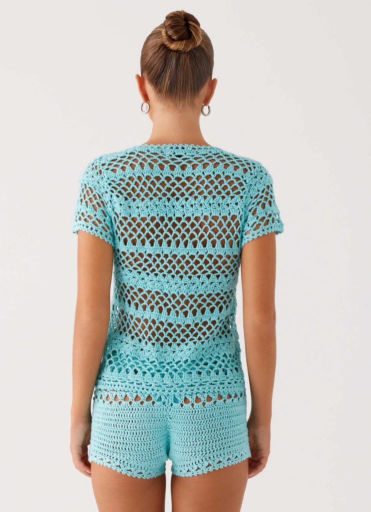 Kristelle Crochet Top - Turquoise