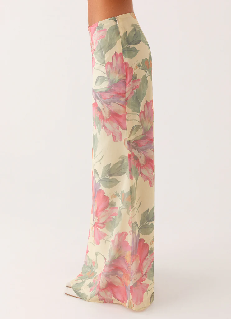 Soulful Low Rise Maxi Skirt - Yellow Peony
