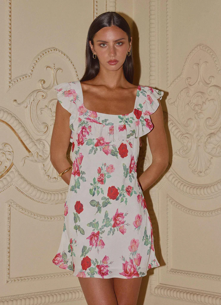 Malina Mini Dress - Ivory Bloom
