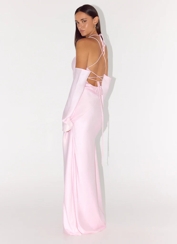 Breathe Me Long Sleeve Maxi Dress - Baby Pink
