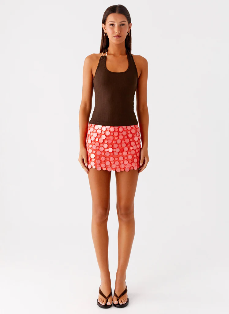 Movie Star Mini Skirt - Mandarin Red