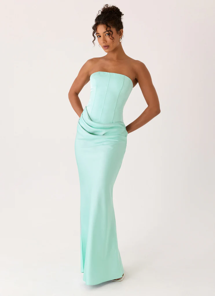 Adara Corset Maxi Dress - Aqua