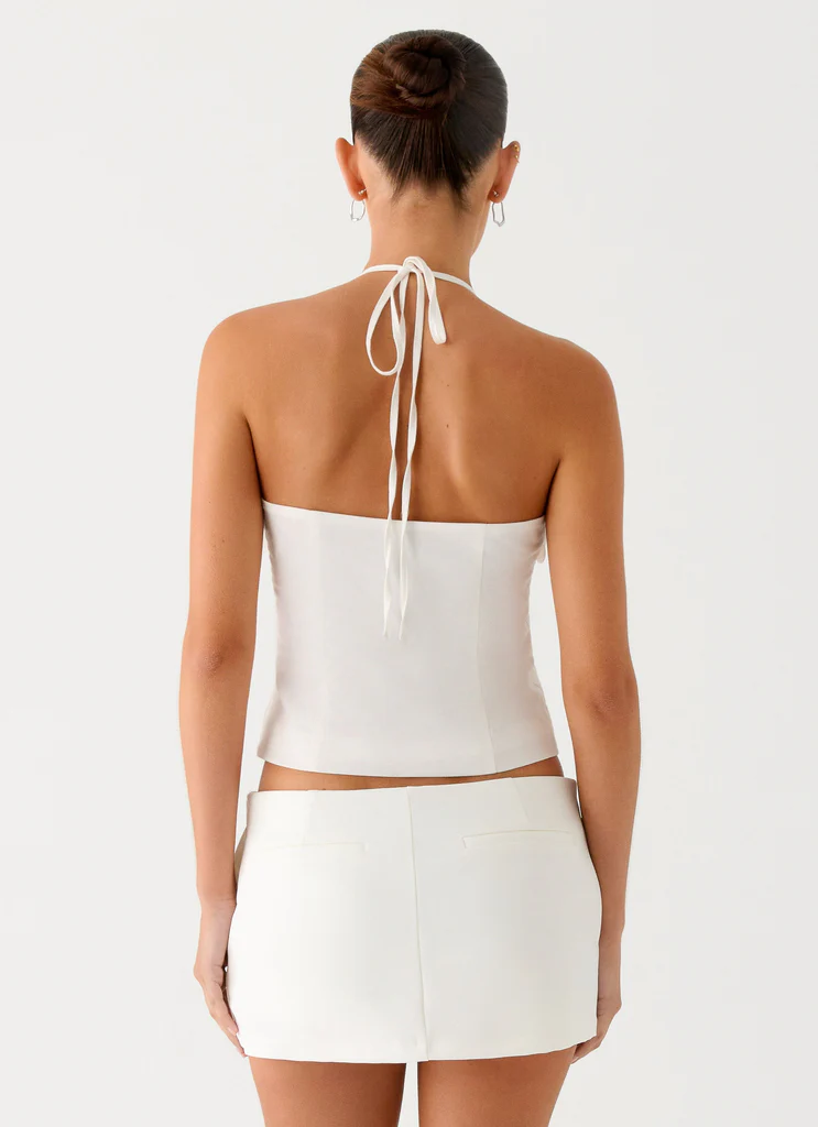 Lori beaded Halter Top - Ivory