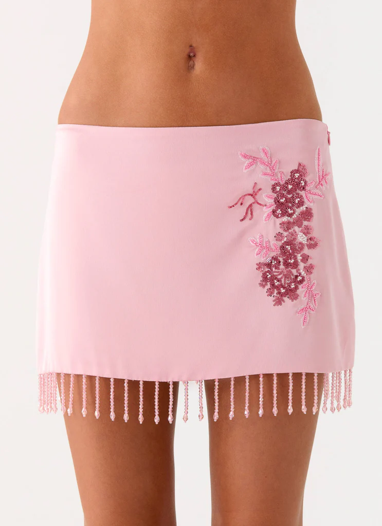 Heavenward Wrap Mini Skirt - Pink