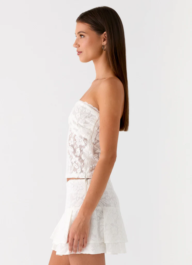 Moroder Strapless Lace Top - Cream