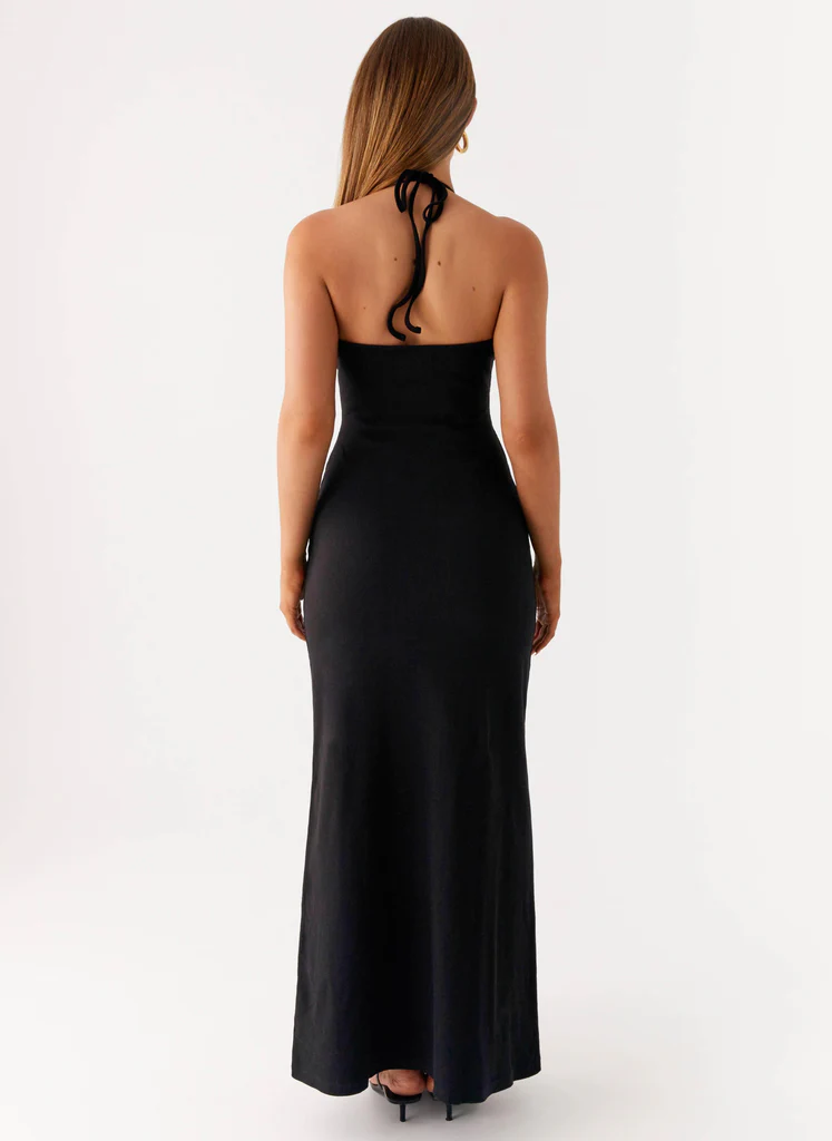 Yaselle Button Front Maxi Dress - Black