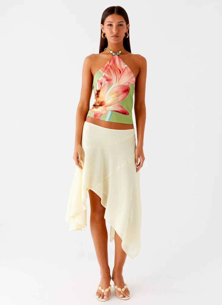 Loreta Beaded Tie Back Top - Jungle Floral