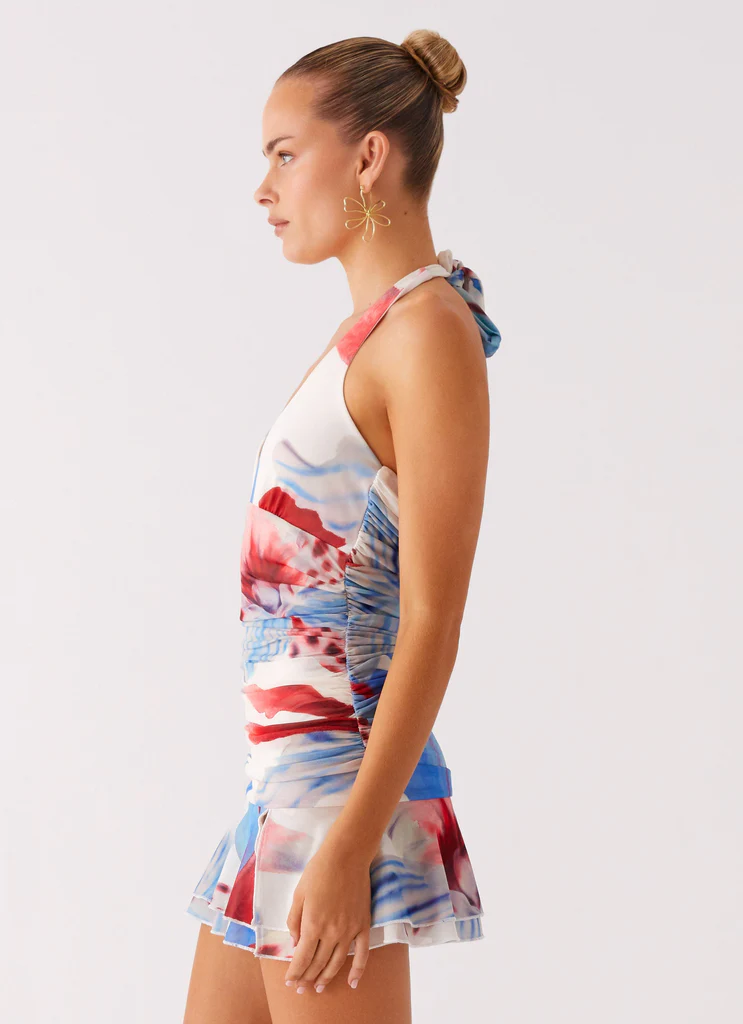 Starlit Night Mini Dress - Deep Sea Bloom