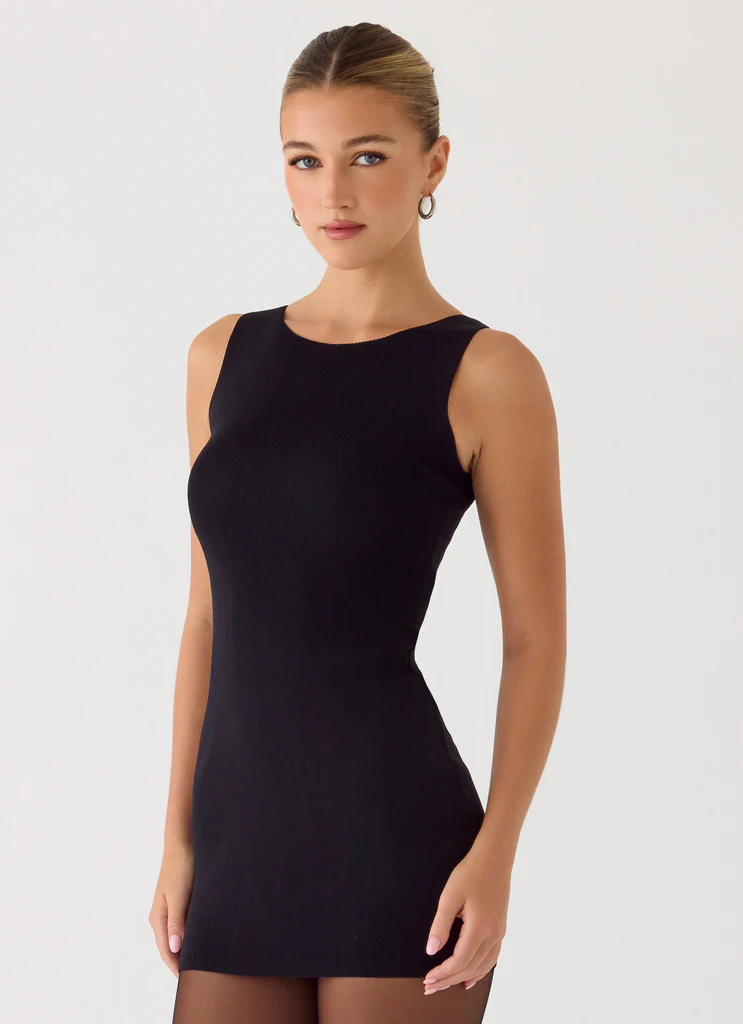 Amaris Knit Mini Dress - Black