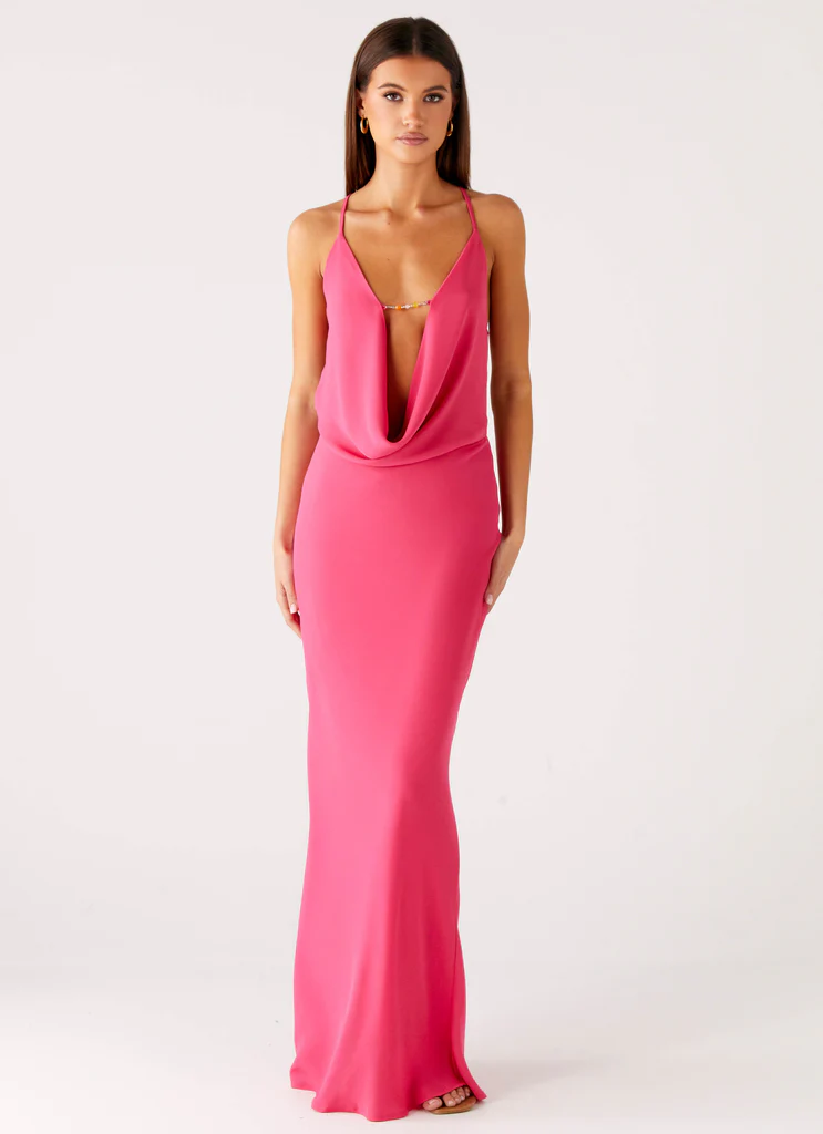 Pure Heart Cowl Maxi Dress - Fuchsia