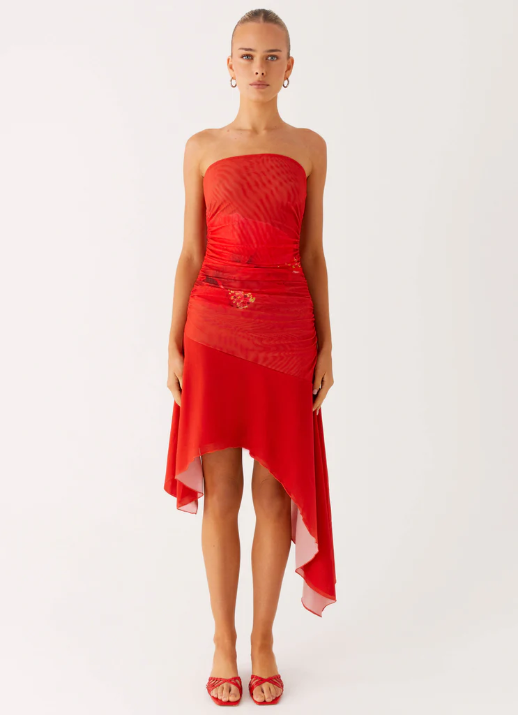 Think About It Midi Dress - Fire Red