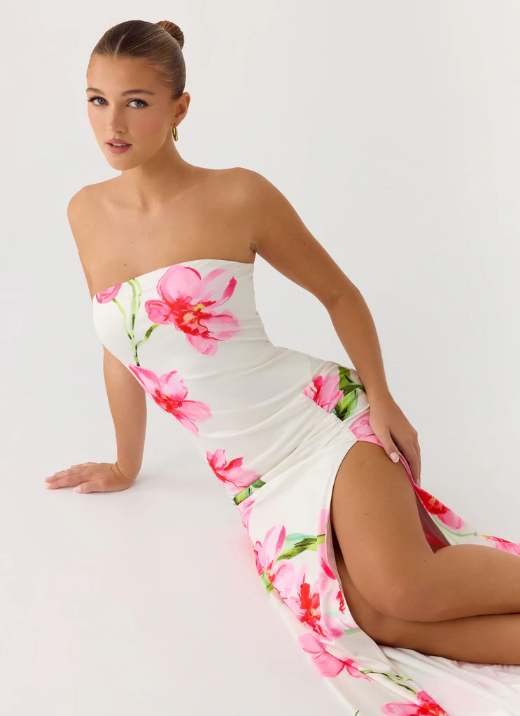 Erivo Strapless Maxi Dress - Ivory Reef