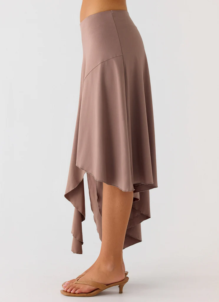 Jisoo Asymmetric Midi Skirt - Desert Taupe