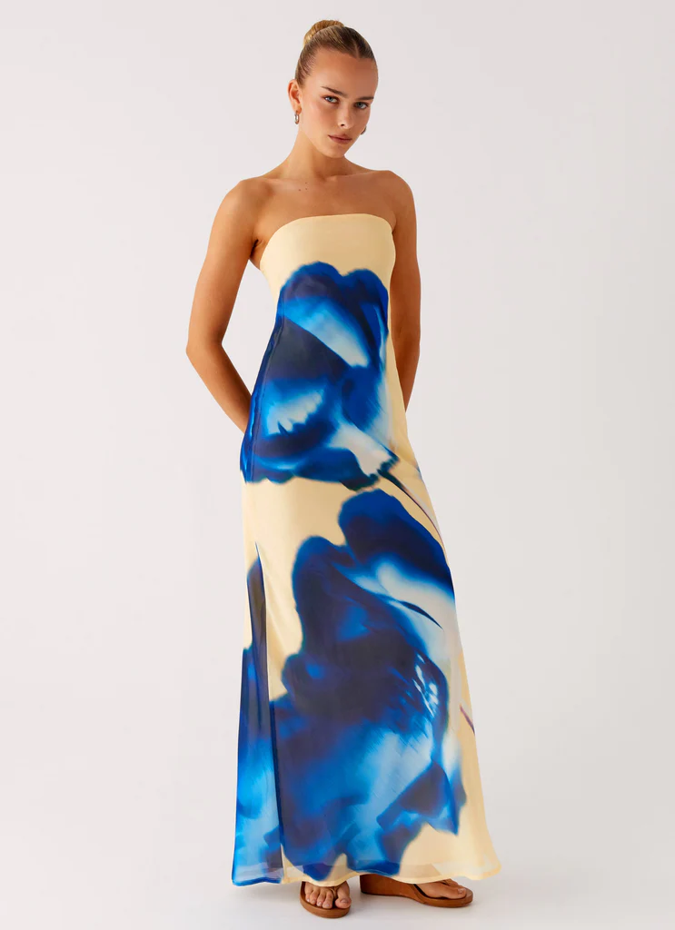 So You Say Strapless Maxi Dress - Heirloom Floral