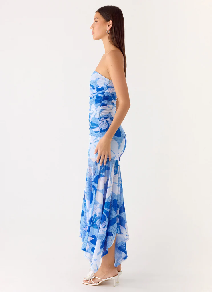 Lo Siento Midi Dress - Indigo Garden