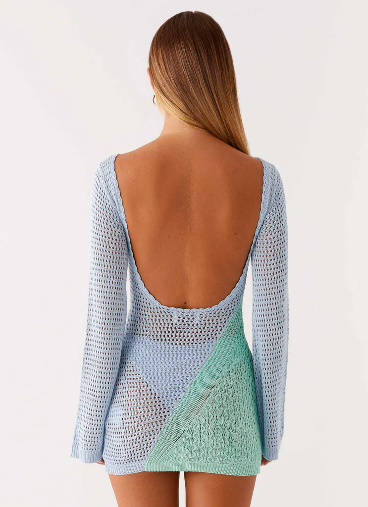 Estie Long Sleeve Crochet Mini Dress - Multi