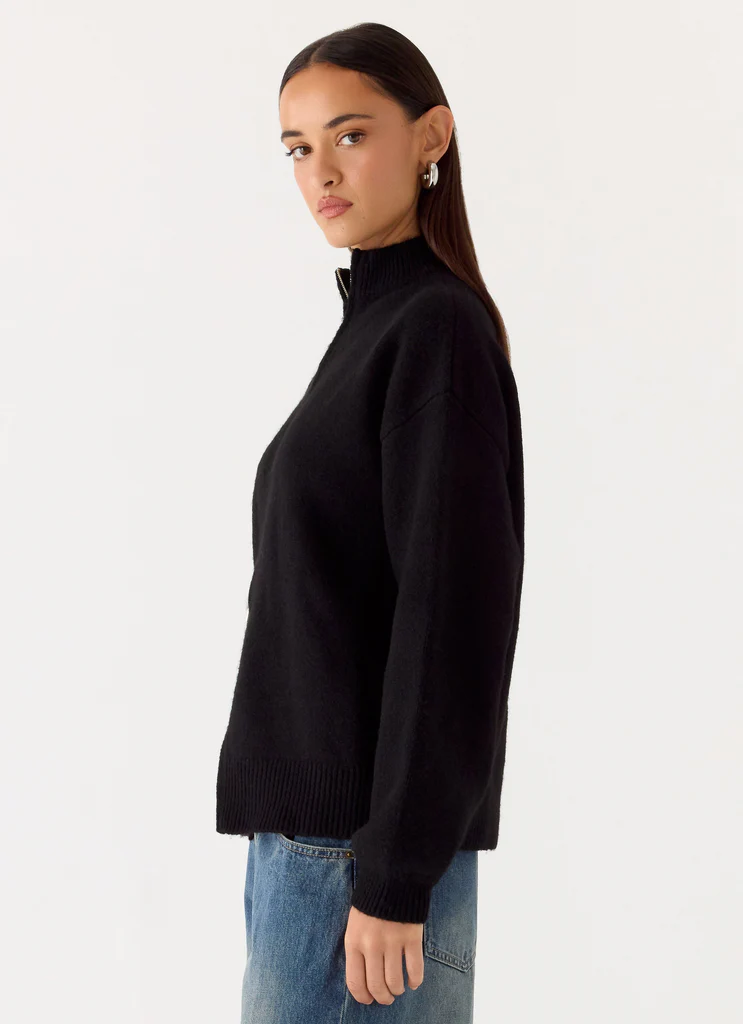 Davy Knit Zip Jacket - Black